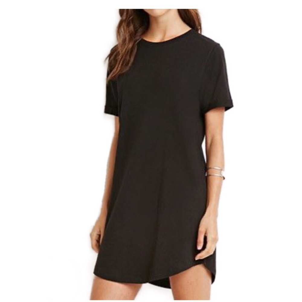 Black Ribbed T-shirt Dress